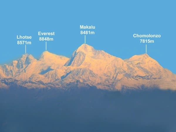 A majestic view of mt everest mt makalu mt lhotse from sandakphu